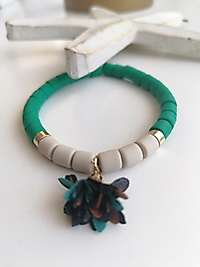 Çiçek Detaylı Fimo Hamurlu Bilezik