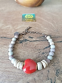 Seramik Uçlu Kalpli Bilezik