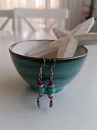 Turkuaz Boncuklu Küpe